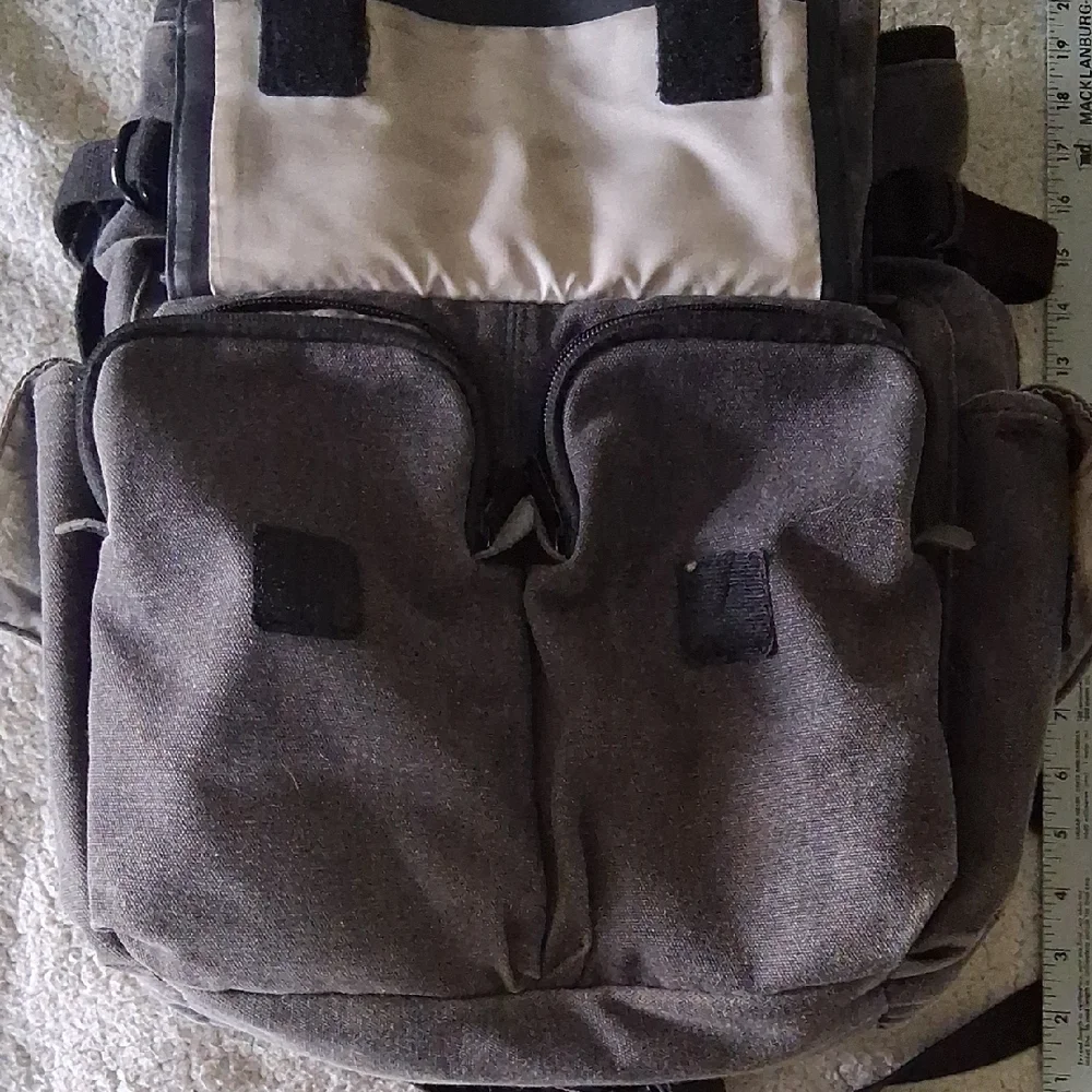 Stylish Gray Canvas Camera Backpack